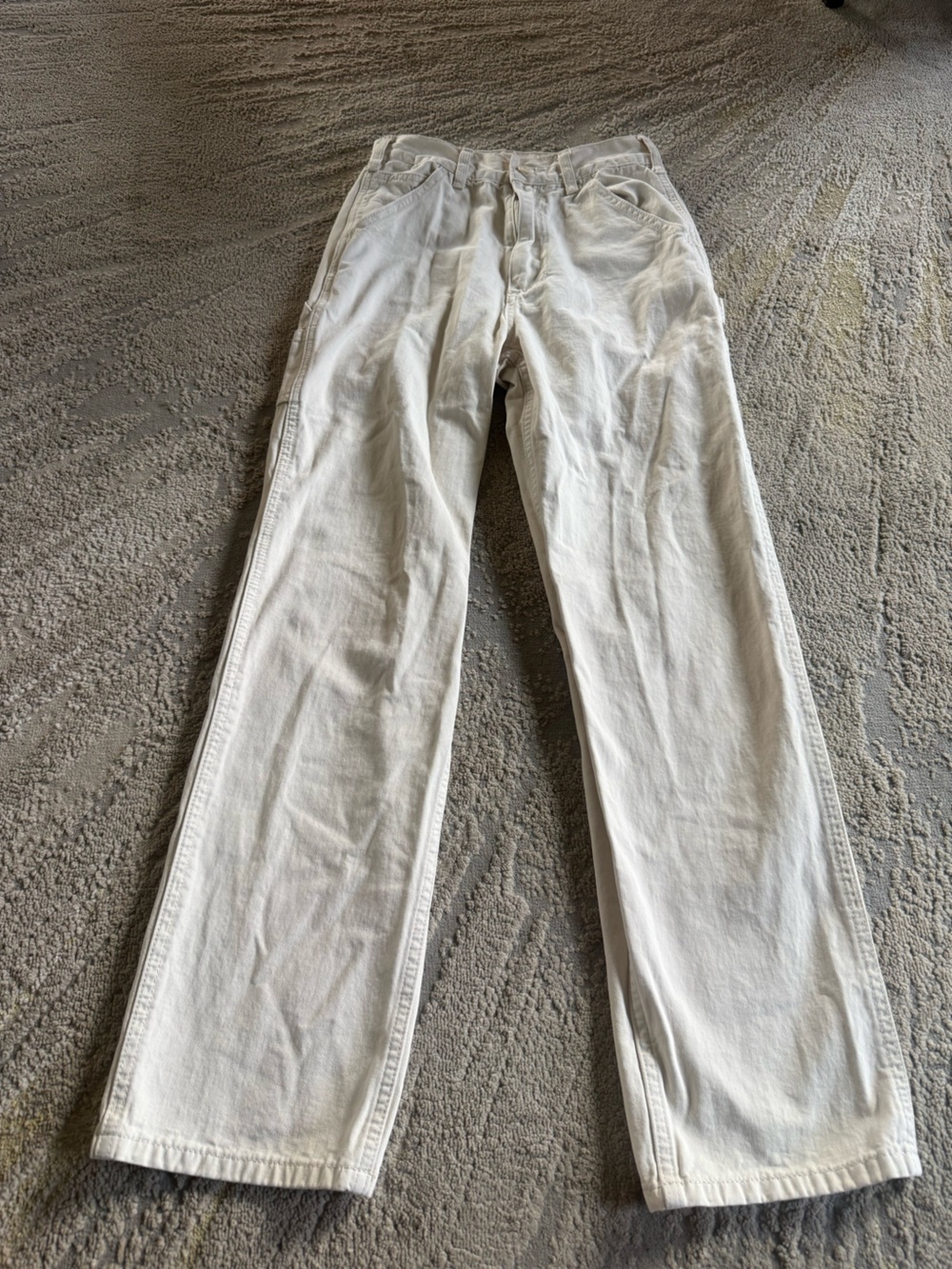 John Galt cream carpenter utility pants straight leg high rise cotton small